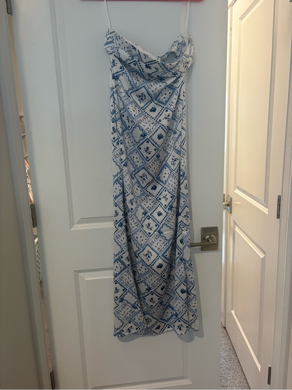 Altar'd State Blue and White Printed Maxi Slip Dress